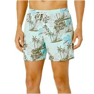 Huk Playa KC Scott Shorts Mens XXXL Fishing Boat Palm Tropical Print Hybrid